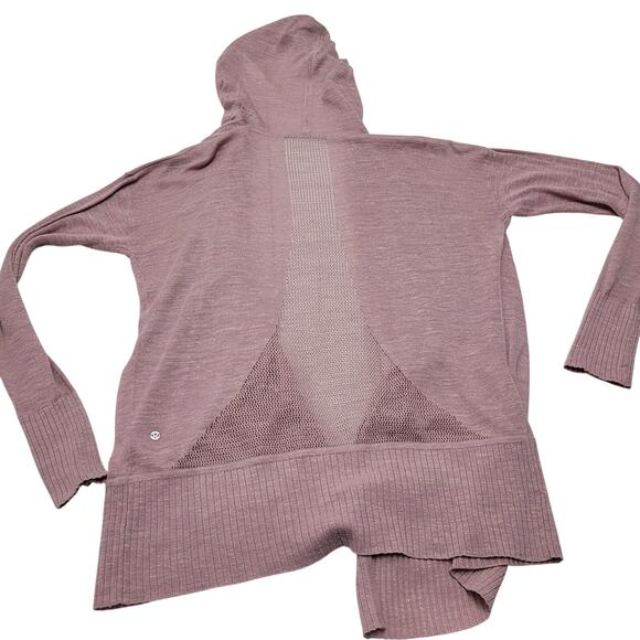 Lululemon linen calm and collected knit wrap hoodie sweater Vintage mauve - Picture 6 of 8